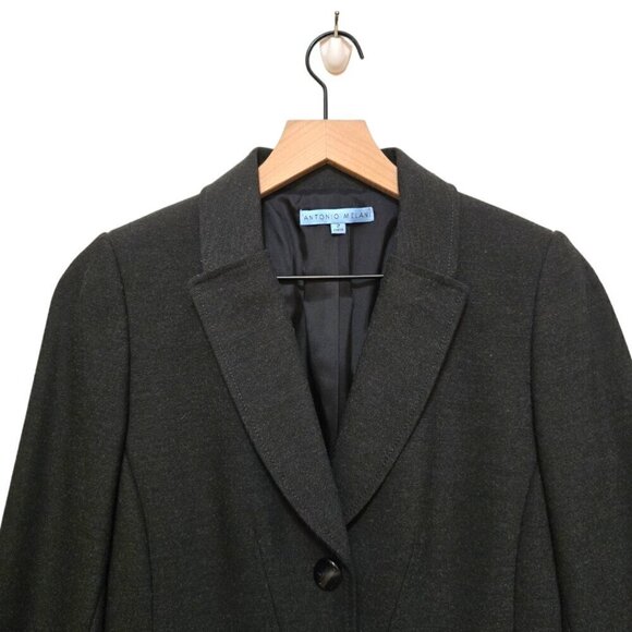 Antonio Melani Gray Single Breasted Peplum Pleated Crop Blazer Sz 2 - Picture 3 of 9